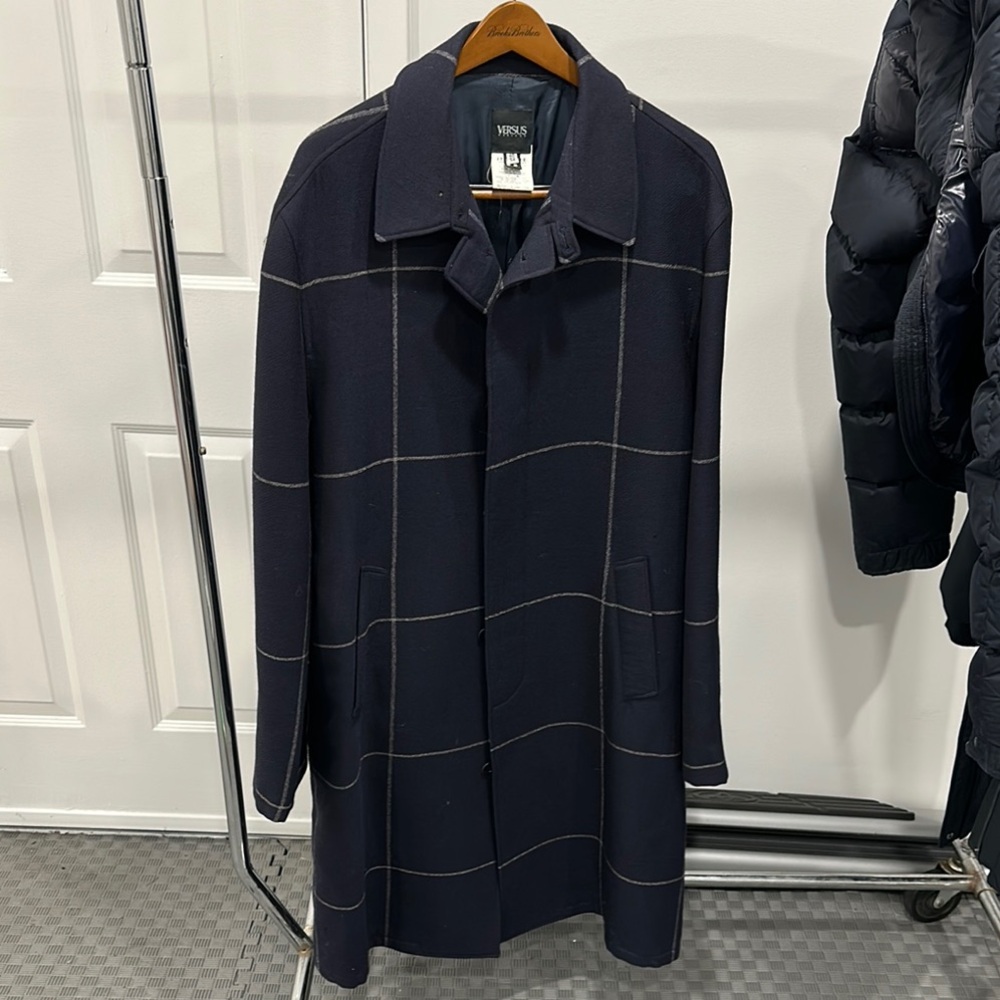 Vintage Versus Versace Navy Trench Coat Sz 40